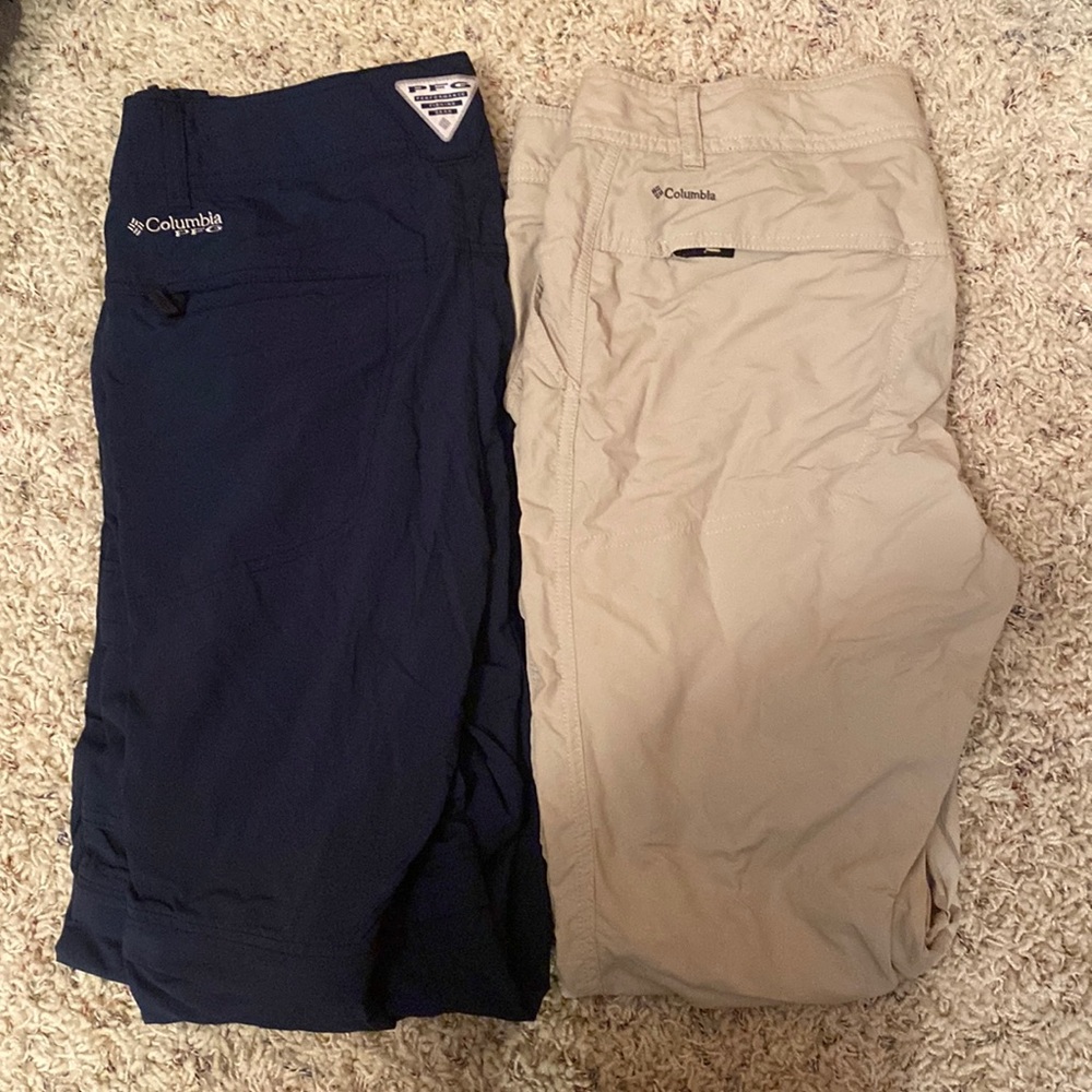 Columbia Navy and khaki hiking/performance/sun protection pants.